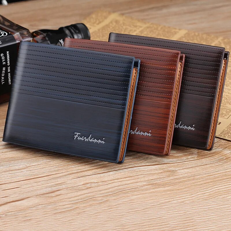 Men's Short Wallet Leather Luxury Fashion Pure Color Wallet