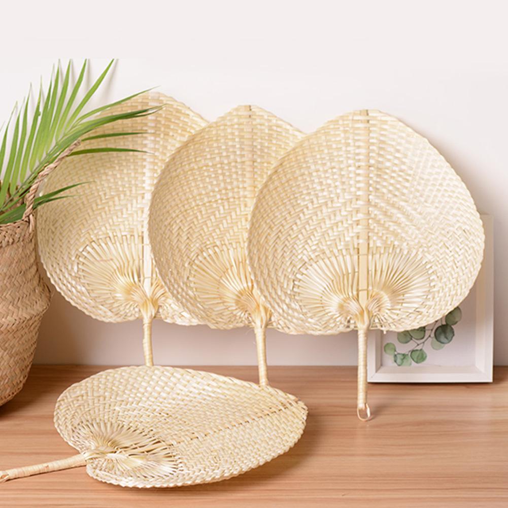 Pure Handmade - Heart Shaped Bamboo Woven Fan Summer  - 1PC