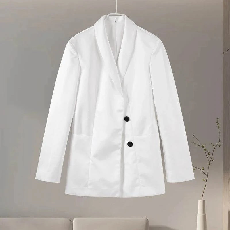 Women’s High Street Polyester Jacket – Stand Collar, Open Stitch Design