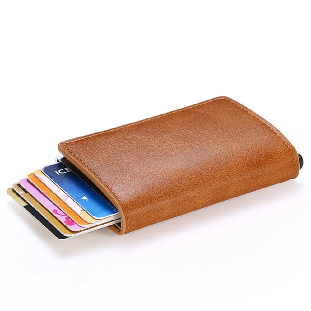 Aluminium Credit Card Holder Wallet -  Vintage Leather Wallet with Money Clips