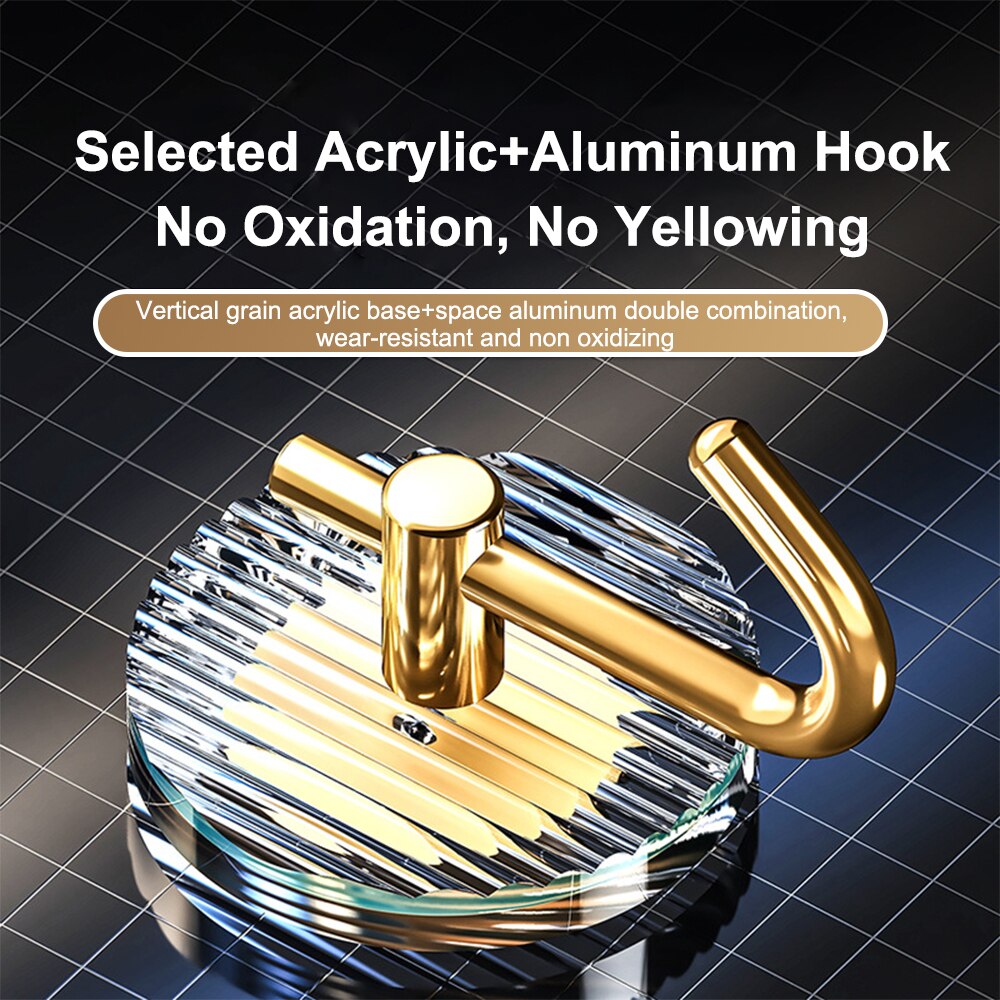 Adhesive Wall Gold Hooks Acrylic Shower Hooks - Self adhesive (1-3PCs)