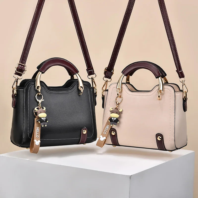 Women’s Versatile PU Satchel with Zipper and Multiple Compartments