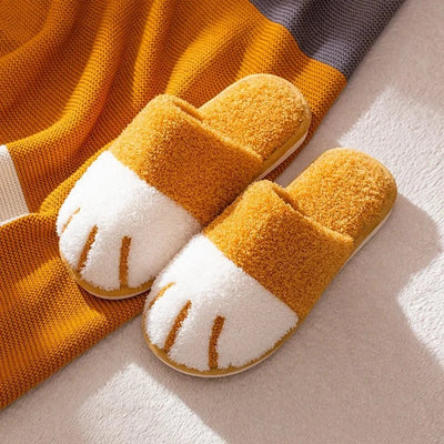 Winter Warm Plush Slippers Cute Cat Paw Designer