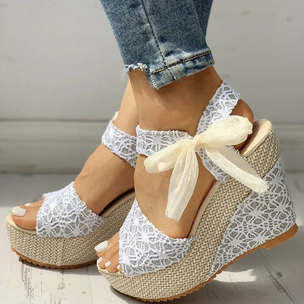 Lace Leisure Women Wedges Heeled Women Shoes For Woman