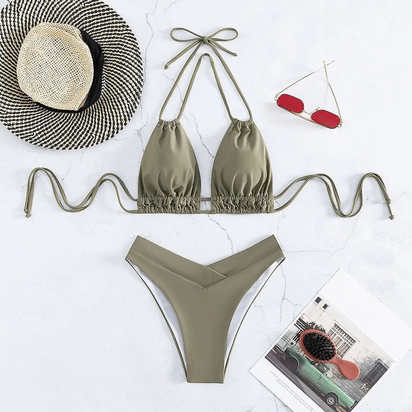 Bikinis Sets - Mid Waist Wide Straps