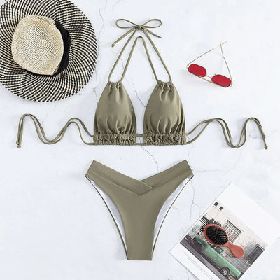 Bikinis Sets - Mid Waist Wide Straps