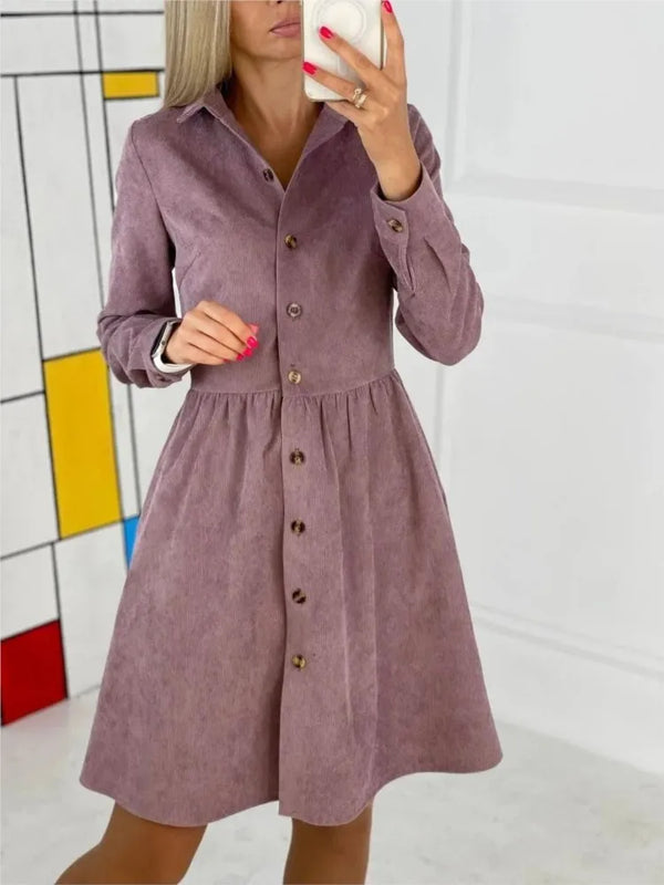 Shirt Fashionable Loose Corduroy Dress