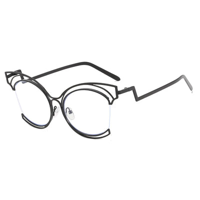 2023 New Fashion Luxury Design Silver And Gold Round Large Frame Women's Anti Blue Light  Radiation Flat Glasses  Without Degree