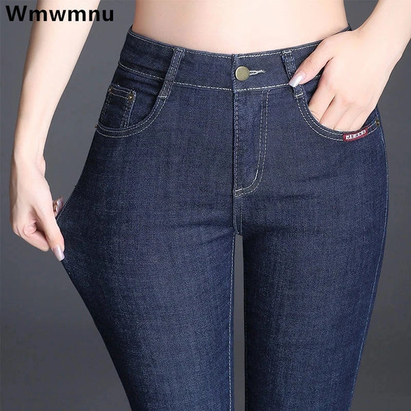 Classic Pencil Jeans Women Casual High Waist Skinny Denim