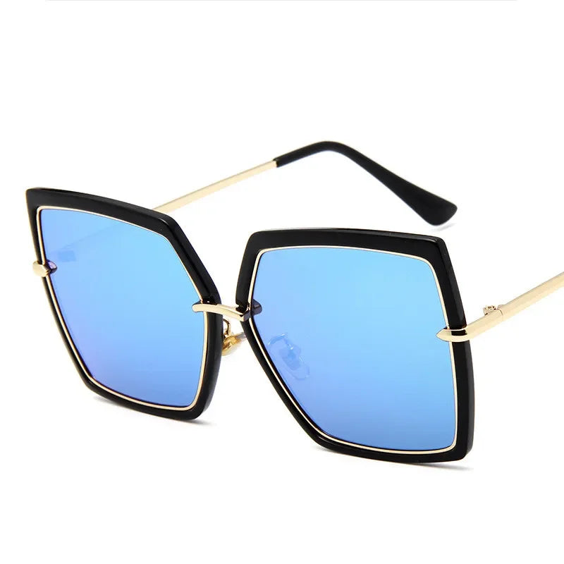 2024 Oversized Sunglasses Women Brand Designer Metal Square Eyewear New Female Shades Big Mirror Sun Glasses Superstar oculos