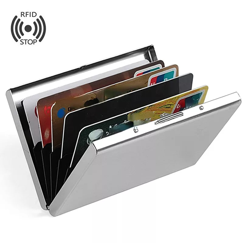 Fashion Aluminum Anti Magnetic Card Holder Women Men Metal Credit Card Business Card Holders Organizer Purse Wallet