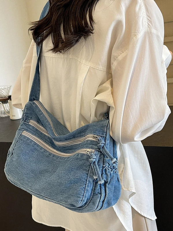 Causal Denim Hobos Shoudler Crossbody Bag for Women