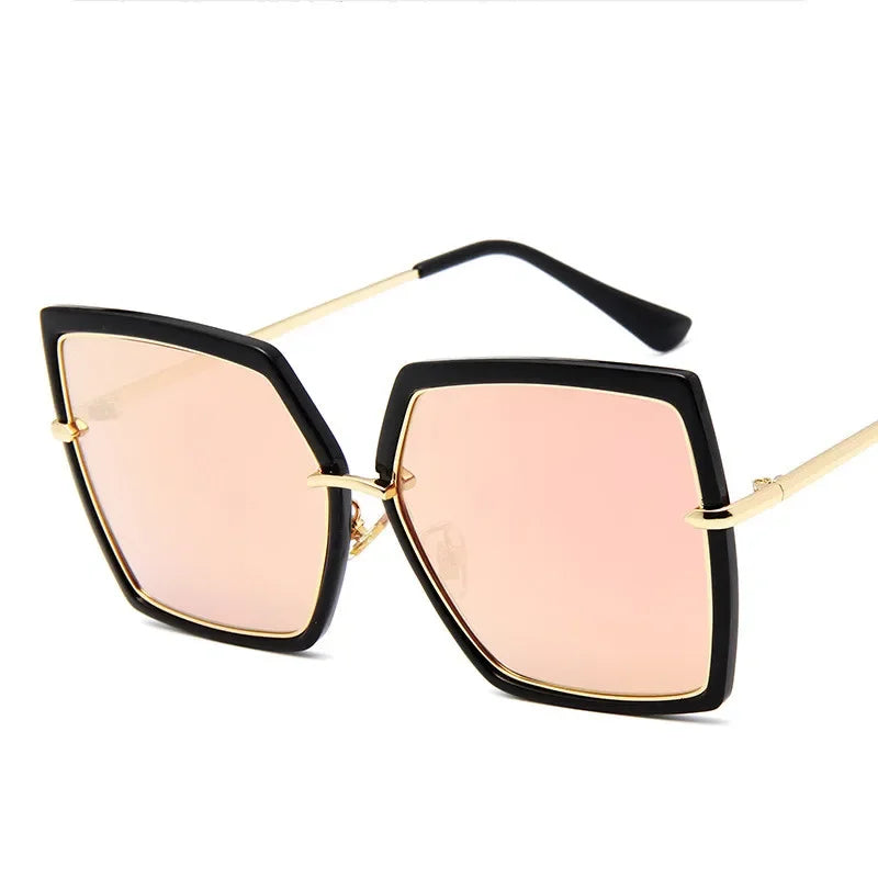 2024 Oversized Sunglasses Women Brand Designer Metal Square Eyewear New Female Shades Big Mirror Sun Glasses Superstar oculos