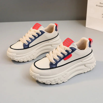 Women's Sneakers Leather Canvas Breathable Vulcanized Platform