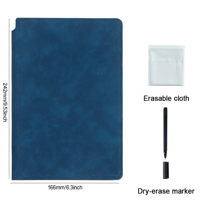 Whiteboard Notebook Leather Memo Free Whiteboard Pen Erasing Cloth - A5 Reusable
