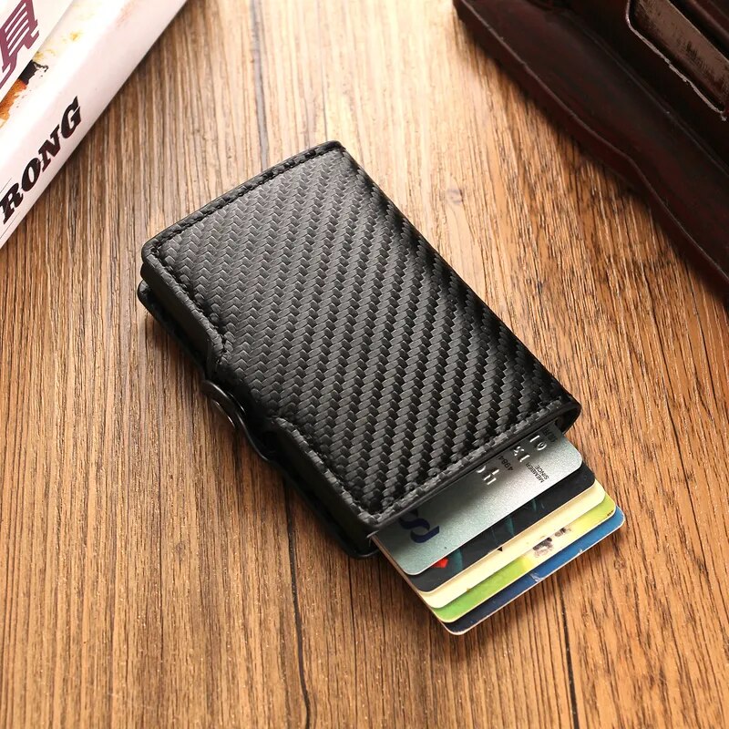 Carbon Fiber Rfid Blocking Protection Men id Credit Card Holder Wallet Leather Metal Business Bank CreditCard Cardholder Case