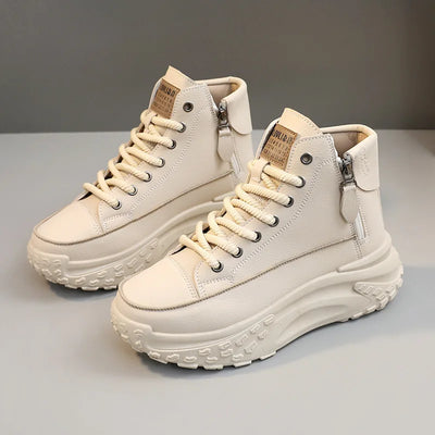 Women's Sneakers Leather Canvas Breathable Vulcanized Platform