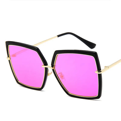 2024 Oversized Sunglasses Women Brand Designer Metal Square Eyewear New Female Shades Big Mirror Sun Glasses Superstar oculos