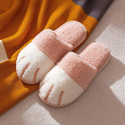 Winter Warm Plush Slippers Cute Cat Paw Designer