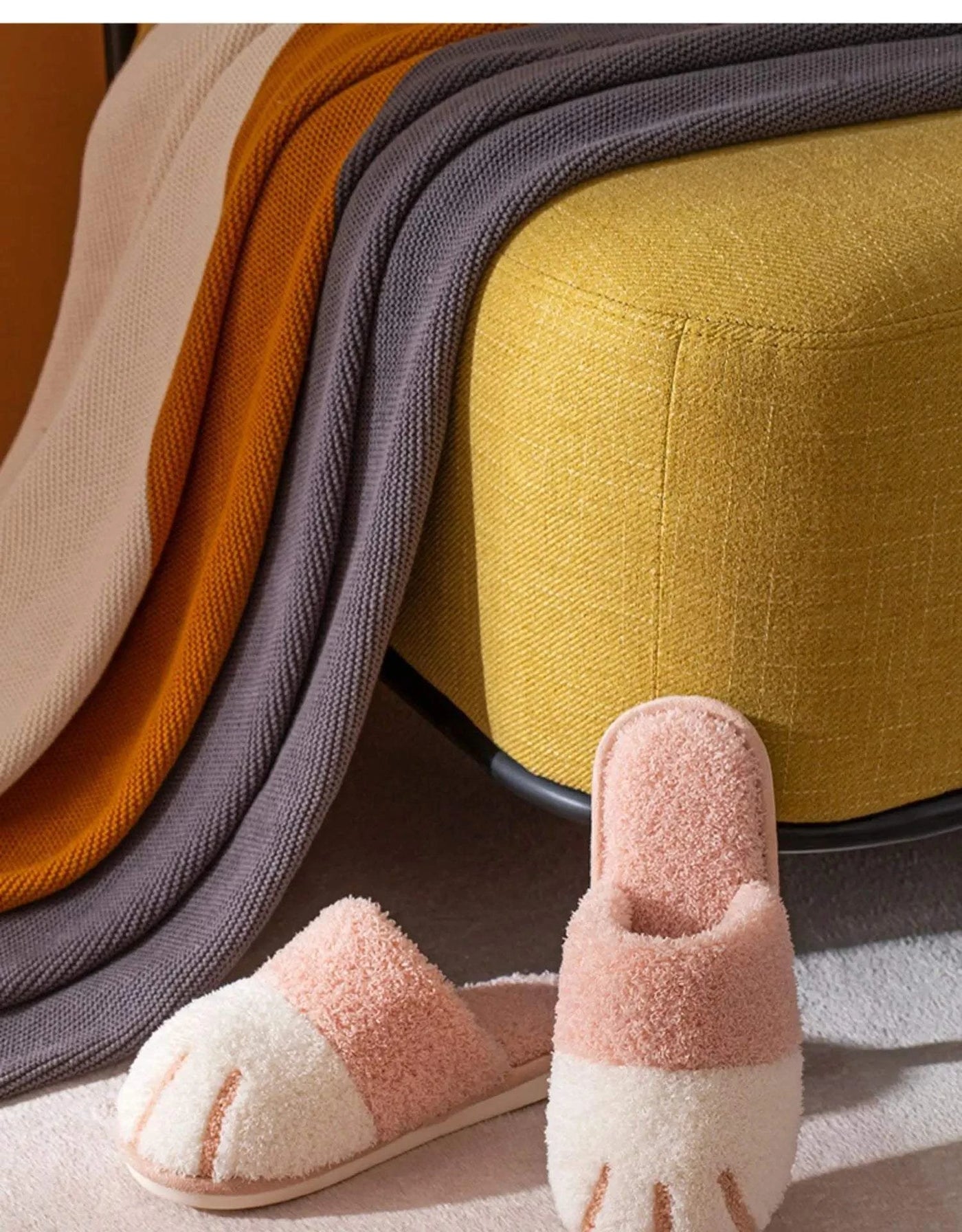 Winter Warm Plush Slippers Cute Cat Paw Designer