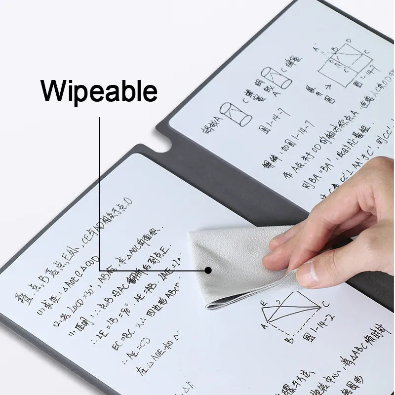 Whiteboard Notebook Leather Memo Free Whiteboard Pen Erasing Cloth - A5 Reusable