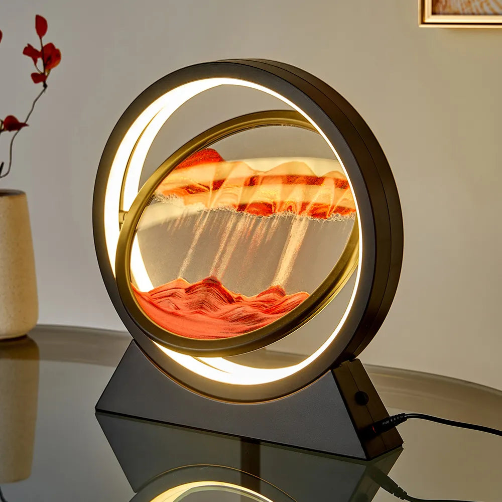 Moving Sand Art Picture Table Lamp - Night Light 3D