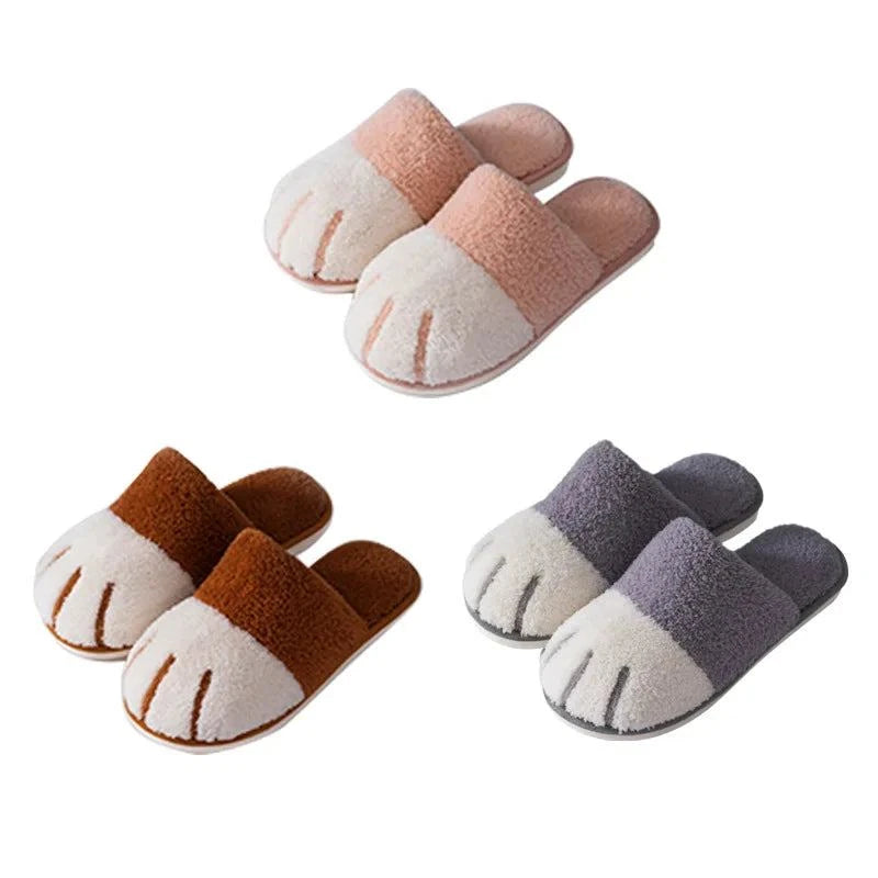 Winter Warm Plush Slippers Cute Cat Paw Designer