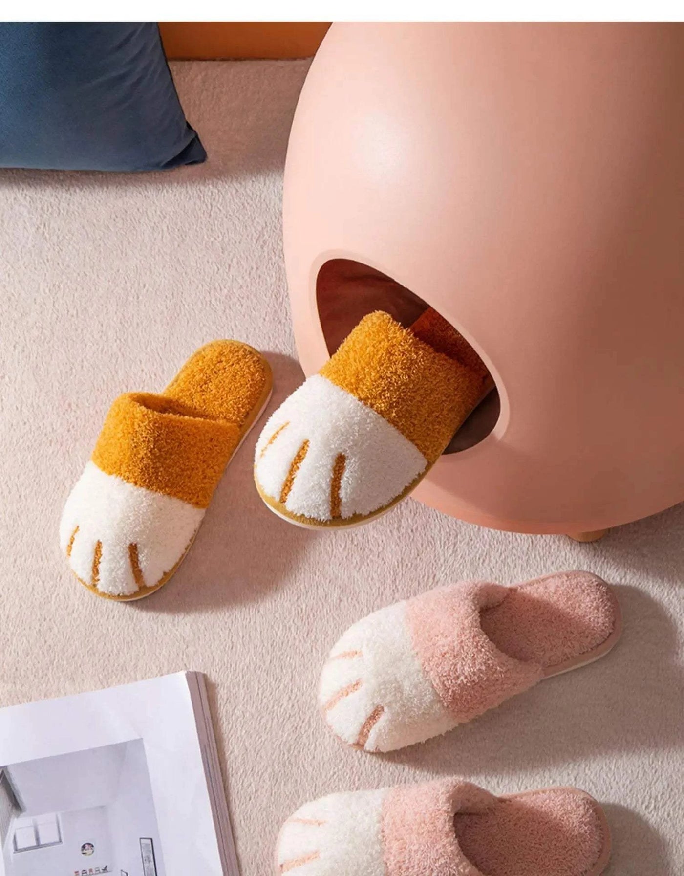 Winter Warm Plush Slippers Cute Cat Paw Designer
