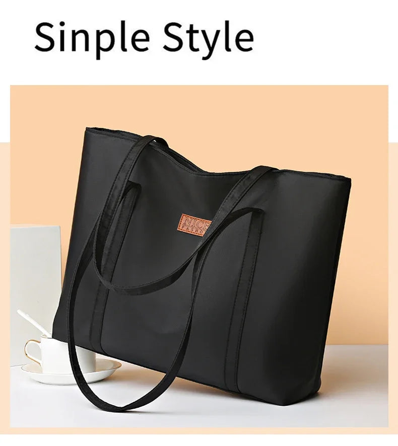 Women’s Vintage Casual Tote with Zipper & Multiple Pockets