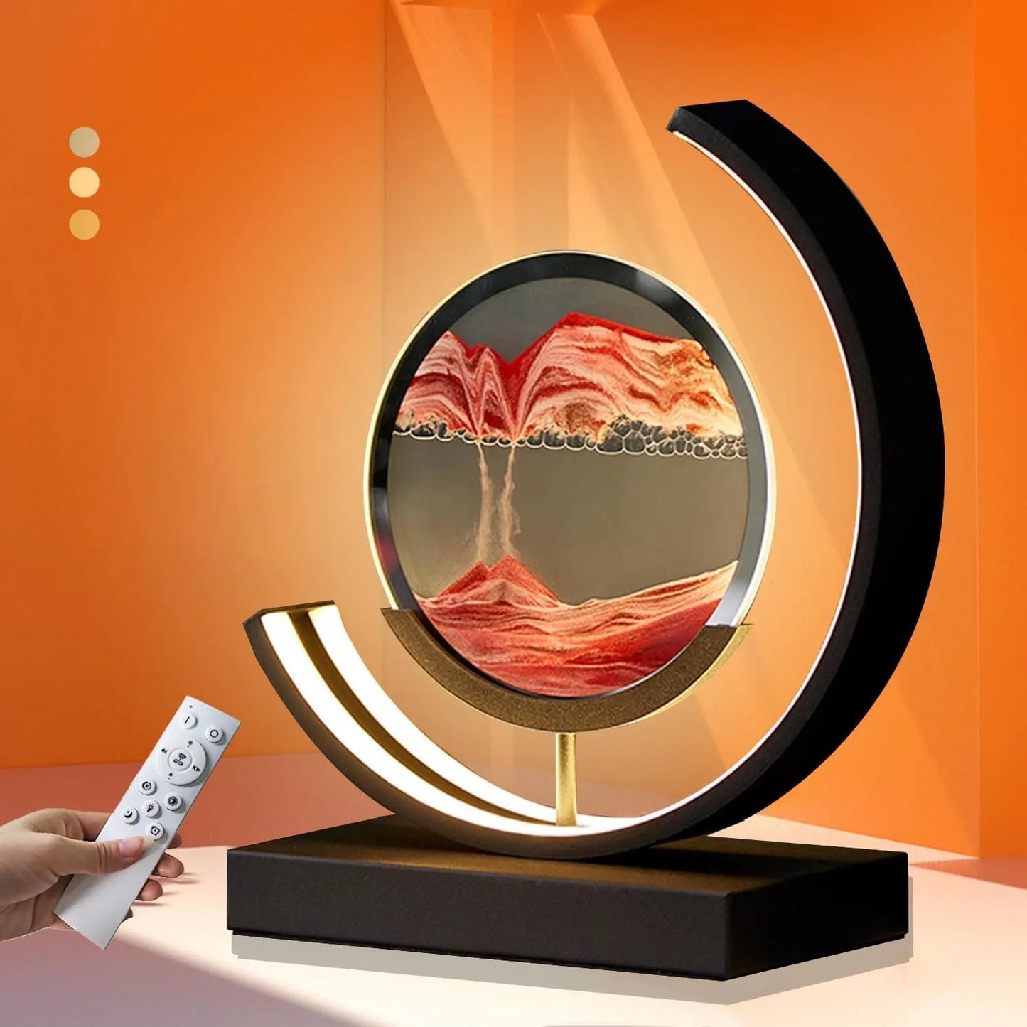 3D LED Creative Quicksand Art Sand Painting Lamp with Remote Control 360° Rotatable Lamp