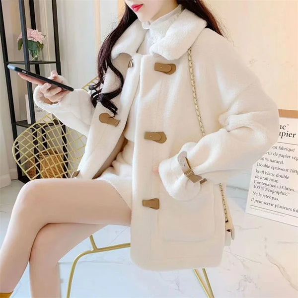 Loose Short Lamb Wool Coat Female