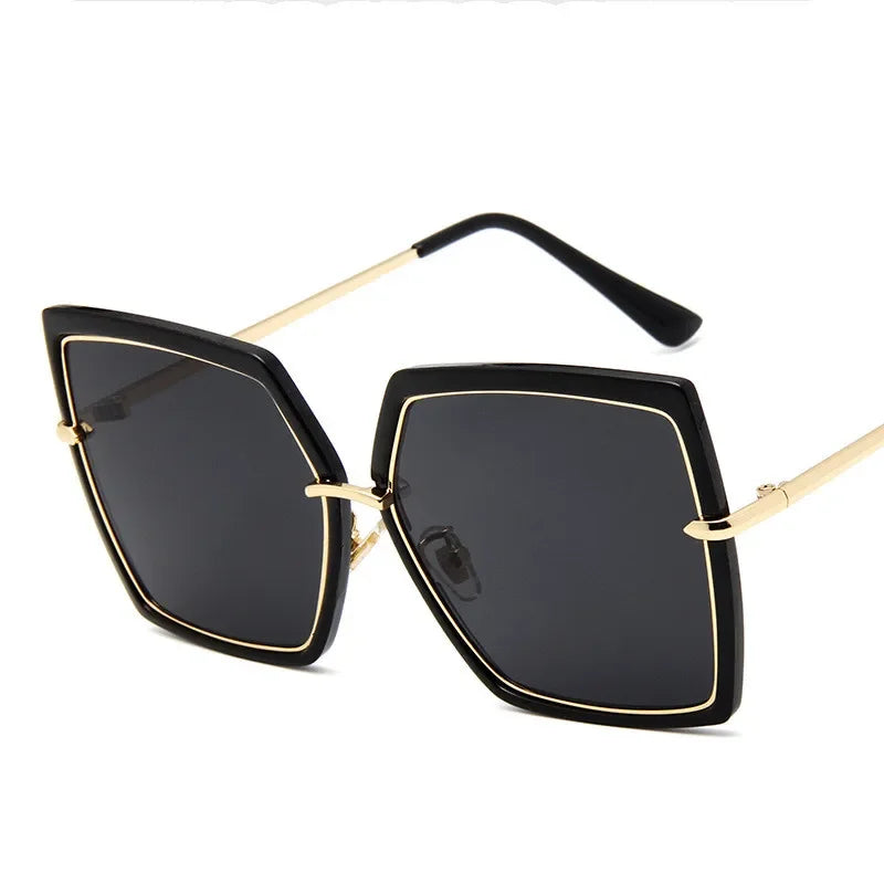 2024 Oversized Sunglasses Women Brand Designer Metal Square Eyewear New Female Shades Big Mirror Sun Glasses Superstar oculos