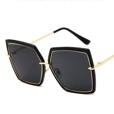 2024 Oversized Sunglasses Women Brand Designer Metal Square Eyewear New Female Shades Big Mirror Sun Glasses Superstar oculos
