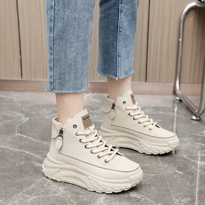 Women's Sneakers Leather Canvas Breathable Vulcanized Platform