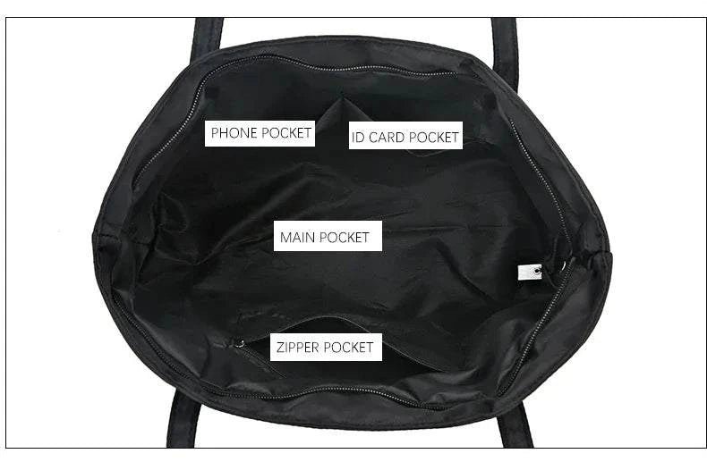 Women’s Vintage Casual Tote with Zipper & Multiple Pockets
