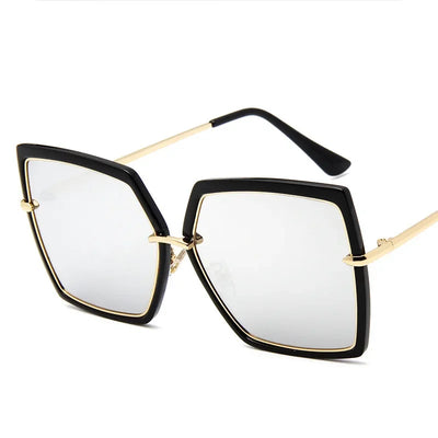 2024 Oversized Sunglasses Women Brand Designer Metal Square Eyewear New Female Shades Big Mirror Sun Glasses Superstar oculos