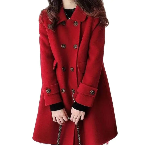 Chic Double-Breasted Woolen Jacket Female Casual Women's Autumn Winter