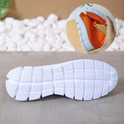 Mesh Knitted & Striped Flats Shoes  Lace Up Casual Sneakers Woman