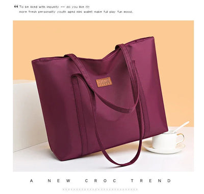 Women’s Vintage Casual Tote with Zipper & Multiple Pockets