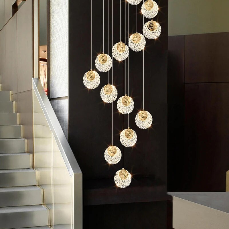 Rotary long chandelier high-rise modern decorative lamps