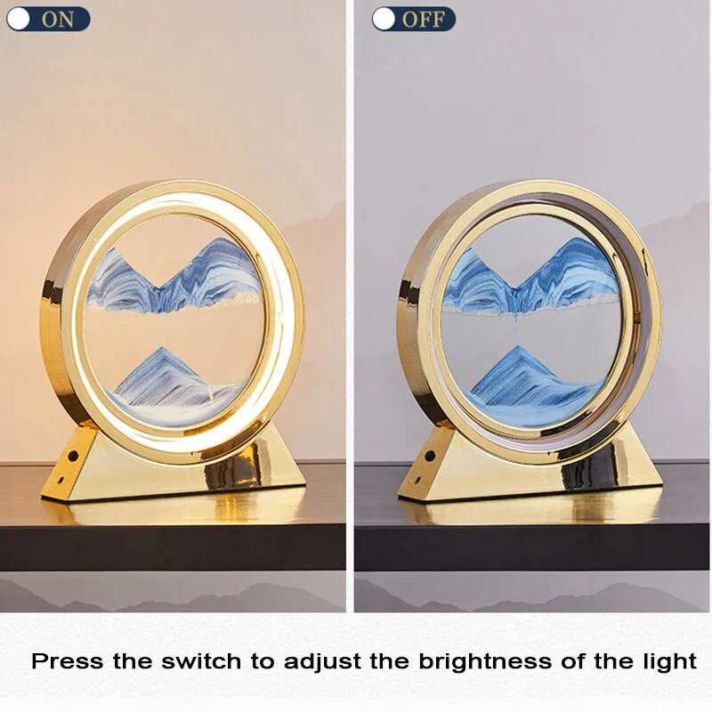 Moving Sand Art Picture Table Lamp - Night Light 3D