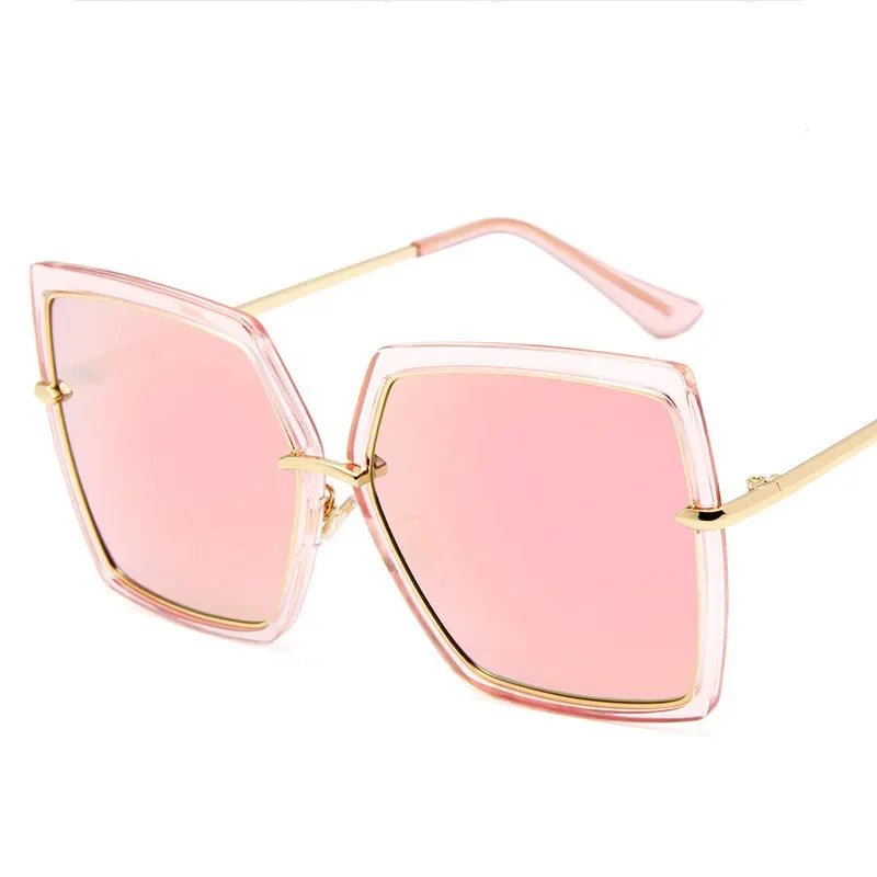 2024 Oversized Sunglasses Women Brand Designer Metal Square Eyewear New Female Shades Big Mirror Sun Glasses Superstar oculos