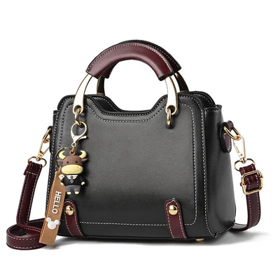 Women’s Versatile PU Satchel with Zipper and Multiple Compartments