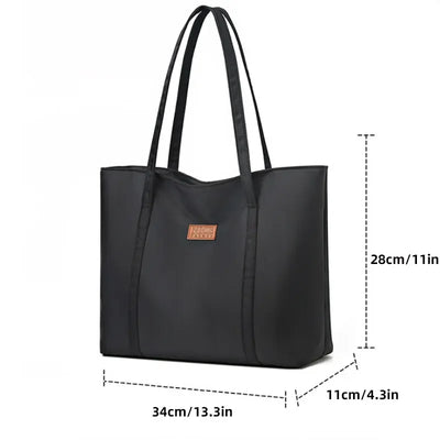 Women’s Vintage Casual Tote with Zipper & Multiple Pockets