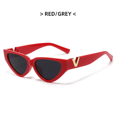 Luxury Glamour Women Brand Sunglasses Fashion V Designer Glasses Cat Eye Stylish Runway Ladies Eyewear UV400