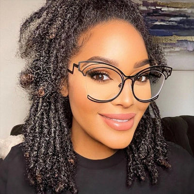 2023 New Fashion Luxury Design Silver And Gold Round Large Frame Women's Anti Blue Light  Radiation Flat Glasses  Without Degree