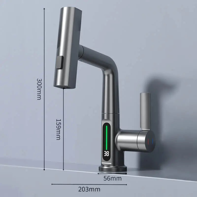 Pulling lifting digital display faucet Waterfall - faucet