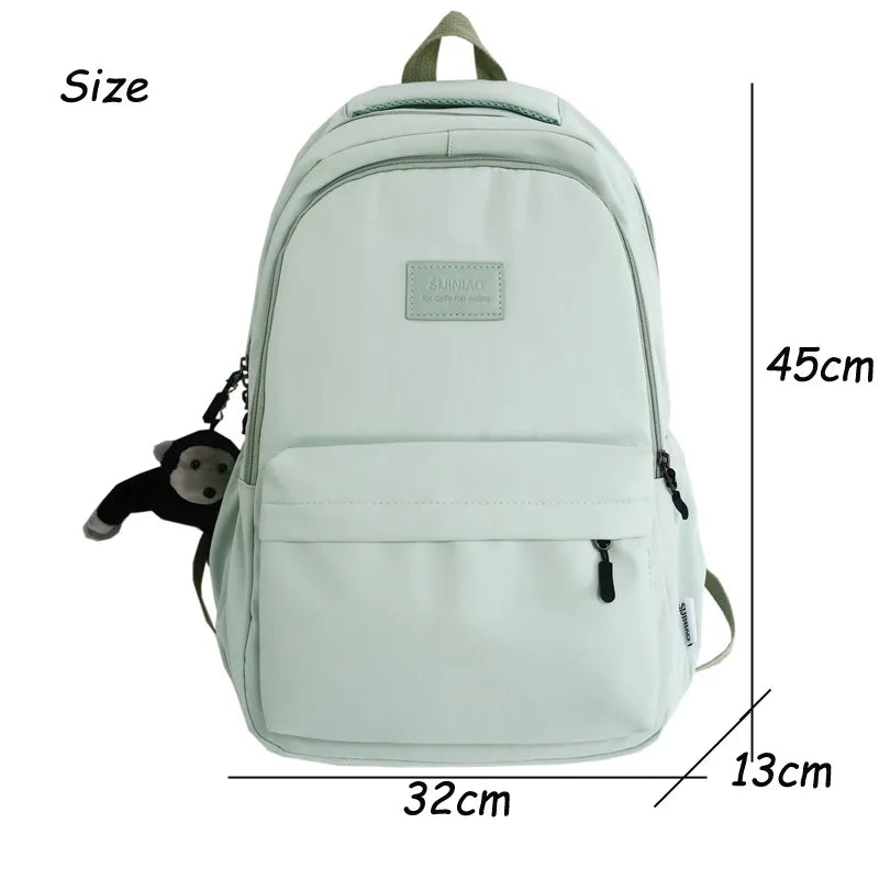 Women's Backpack Solid Color Female Multi-pocket Casual Man Travel Bag High Quality