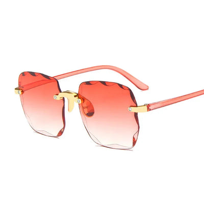 Square Sunglasses Woman Brand Designer Fashion Rimless Gradient Sun Glasses Shades Cutting Lens Ladies Frameless Eyeglasses