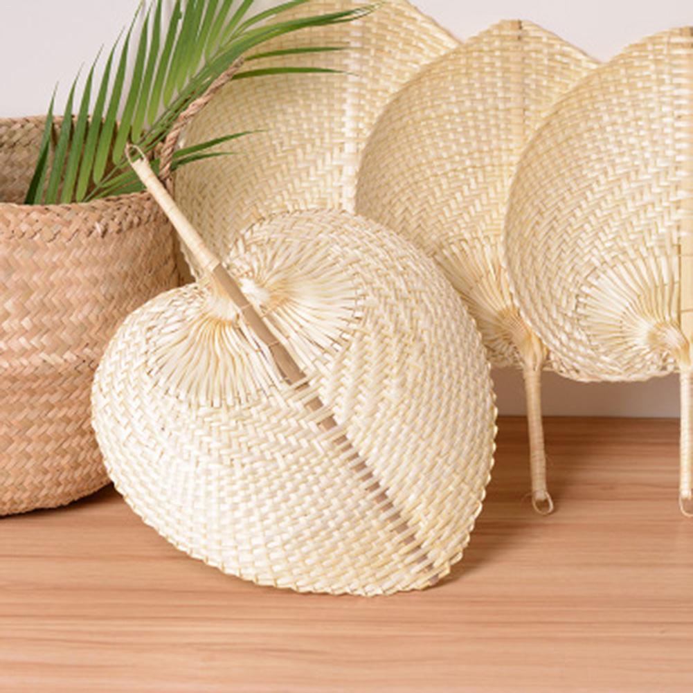 Pure Handmade - Heart Shaped Bamboo Woven Fan Summer  - 1PC